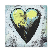 Heart art messy expressive scarred modern painting fridge magnets