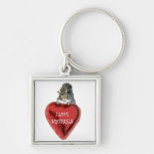Heart Balloon - I Love Squirrels Keychain