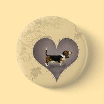 Heart Basset Hound buttons
