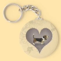 Heart Basset Hound keychains