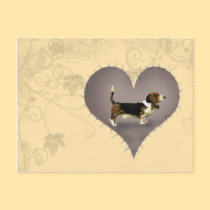 Heart Basset Hound postcards