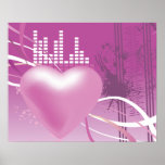 heart beat of music vector illustration pink print