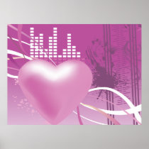 heart beat of music vector illustration pink poster