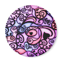 Heart Beats Singing, Stained Glass style Fridge Magnets