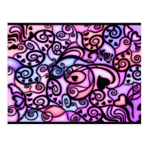 Heart Beats Singing, Stained Glass style Post Cards