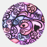 Heart Beats Singing, Stained Glass style Round Stickers