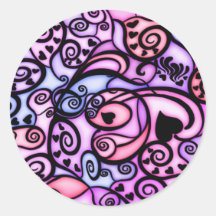Heart Beats Singing, Stained Glass style Round Stickers
