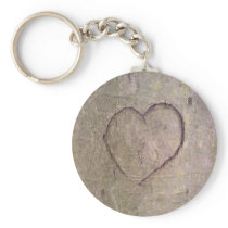 Heart Carved in a Tree Key Chain
