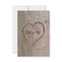 Heart Carved in Tree RSVP Reply Card Custom Invitation