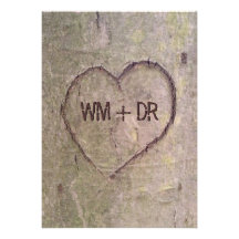 Heart Carved in Tree Wedding Invitations