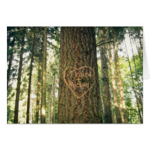 Heart Carved into Tree Anniversary Card