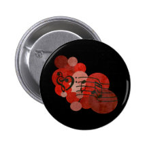 Heart clefs, music notes + red polka dots pin