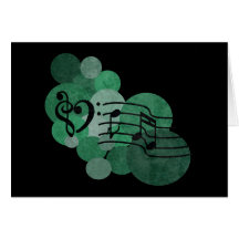 Heart clefs, music notes + turquoise polka dots greeting card