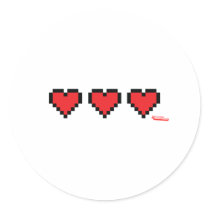 Heart Containers - Gamer, geek video games Life Round Stickers