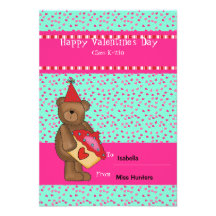 Heart Cupcake-Bear Classroom Card Personalized Announcement