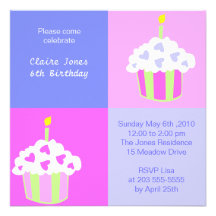 heart cupcakes birthday invitation