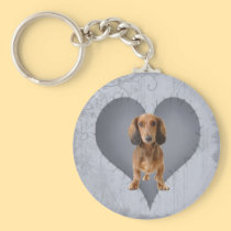 Heart Dachshund keychains