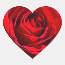 Heart Deep Red Rose Sticker