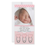 Heart Diaper Pins PHOTO Birth Announcement Custom Photo Card