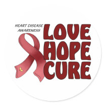 Heart Disease Awareness Round Stickers