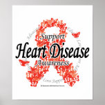Heart Disease Ribbon of Butterflies posters
