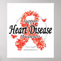 Heart Disease Ribbon of Butterflies Print