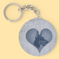 Heart Doberman Pinscher keychains
