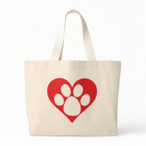 Heart Dog Paw Canvas Bag