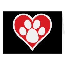 Heart Dog Paw (Dark) Greeting Card