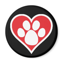 Heart Dog Paw (Dark) Refrigerator Magnet