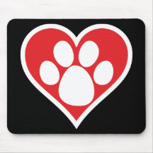 Heart Dog Paw (Dark) Mouse Pad