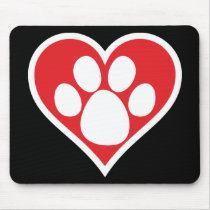 Heart Dog Paw (Dark) Mouse Pad