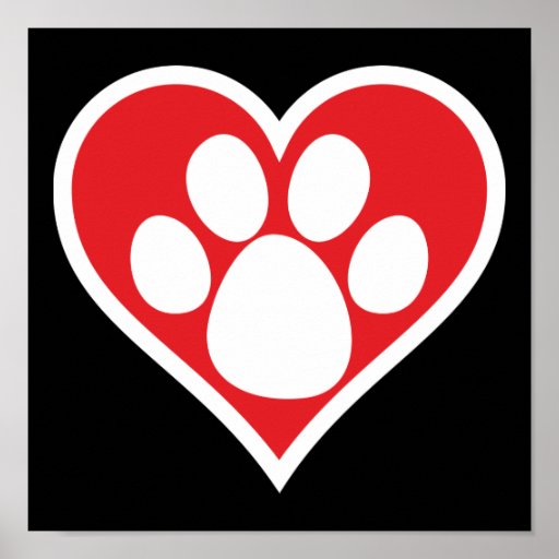 Heart Dog Paw (Dark) Print