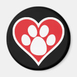 Heart Dog Paw (Dark) Refrigerator Magnet