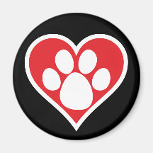 Heart Dog Paw (Dark) Refrigerator Magnet