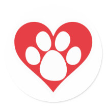 Heart Dog Paw (Dark) Stickers
