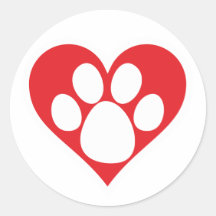 Heart Dog Paw (Dark) Stickers