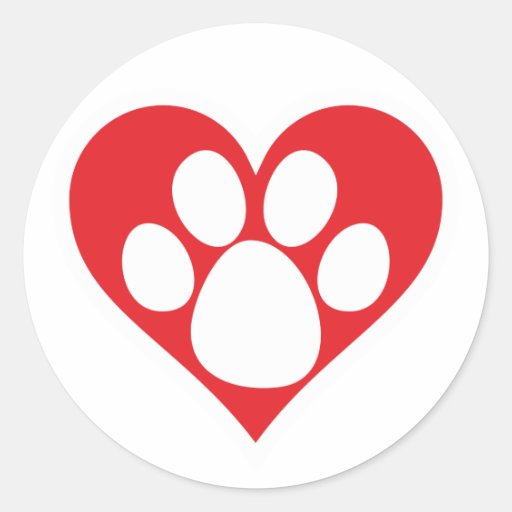 Heart Dog Paw (Dark) Stickers