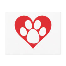 Heart Dog Paw Postcard