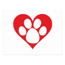 Heart Dog Paw Postcard