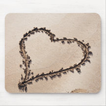 Heart Drawn in Sand at Beach - Customized Template Mouse Pads