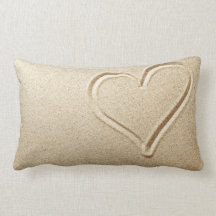 Heart Drawn In The Sand Pillow