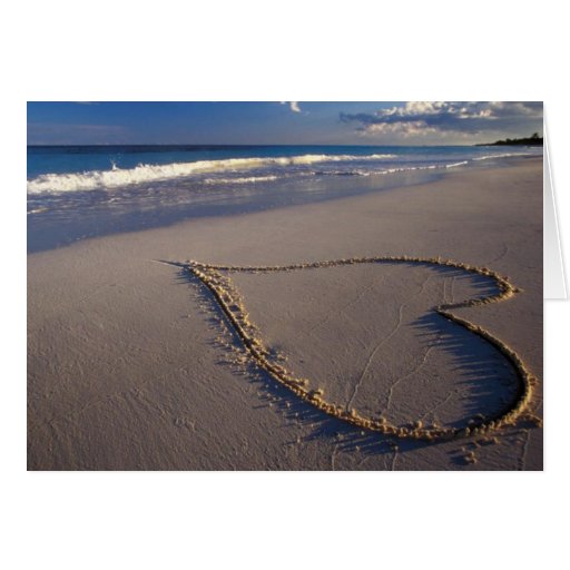 Heart Drawn on the Beach Cards