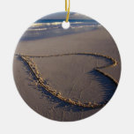 Heart Drawn on the Beach Christmas Ornament