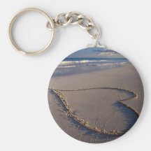 Heart Drawn on the Beach Key Chains