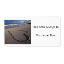 Heart Drawn on the Beach Personalized Shipping Labels