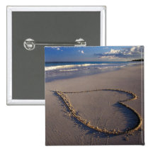 Heart Drawn on the Beach Pins
