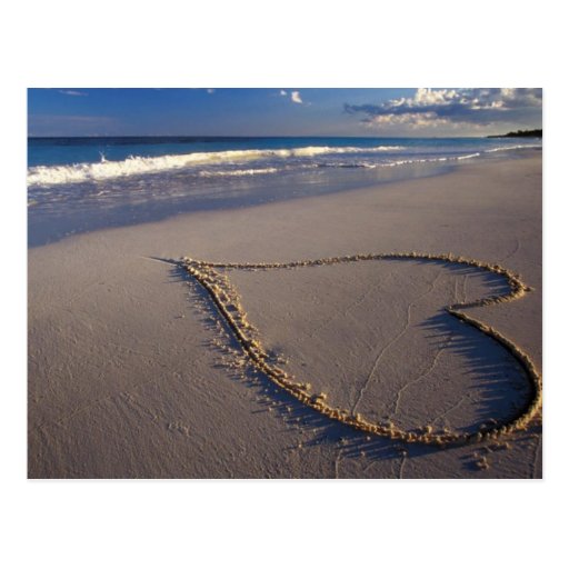 Heart Drawn on the Beach Postcard