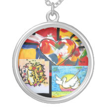 Heart Facebook Dove art painting Necklace