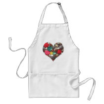 Heart Filled with Red and Green Buttons Aprons